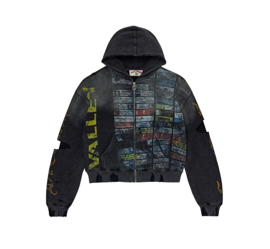 Vale Forever Glitch Waffle Thermal Zip Up Hoodie