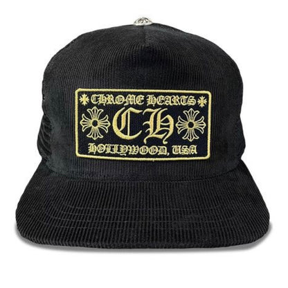 Chrome Hearts Hollywood Corduroy Trucker Hat 'Black/Gold'