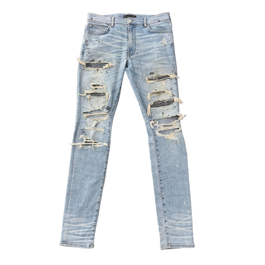 AMIRI Blue Studded Knee Denim MX1