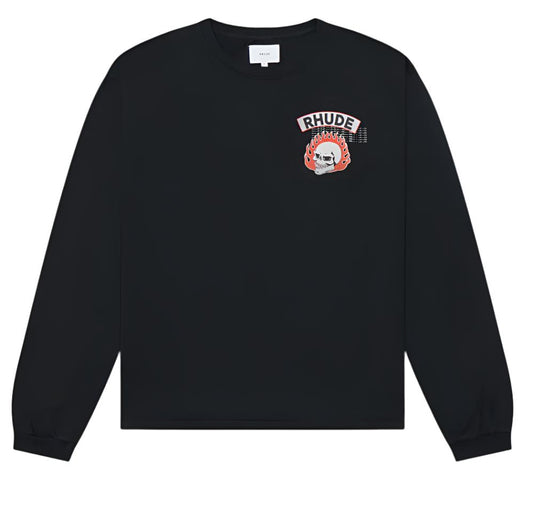 RHUDE 92 Rally Long-sleeve T-shirt In Black