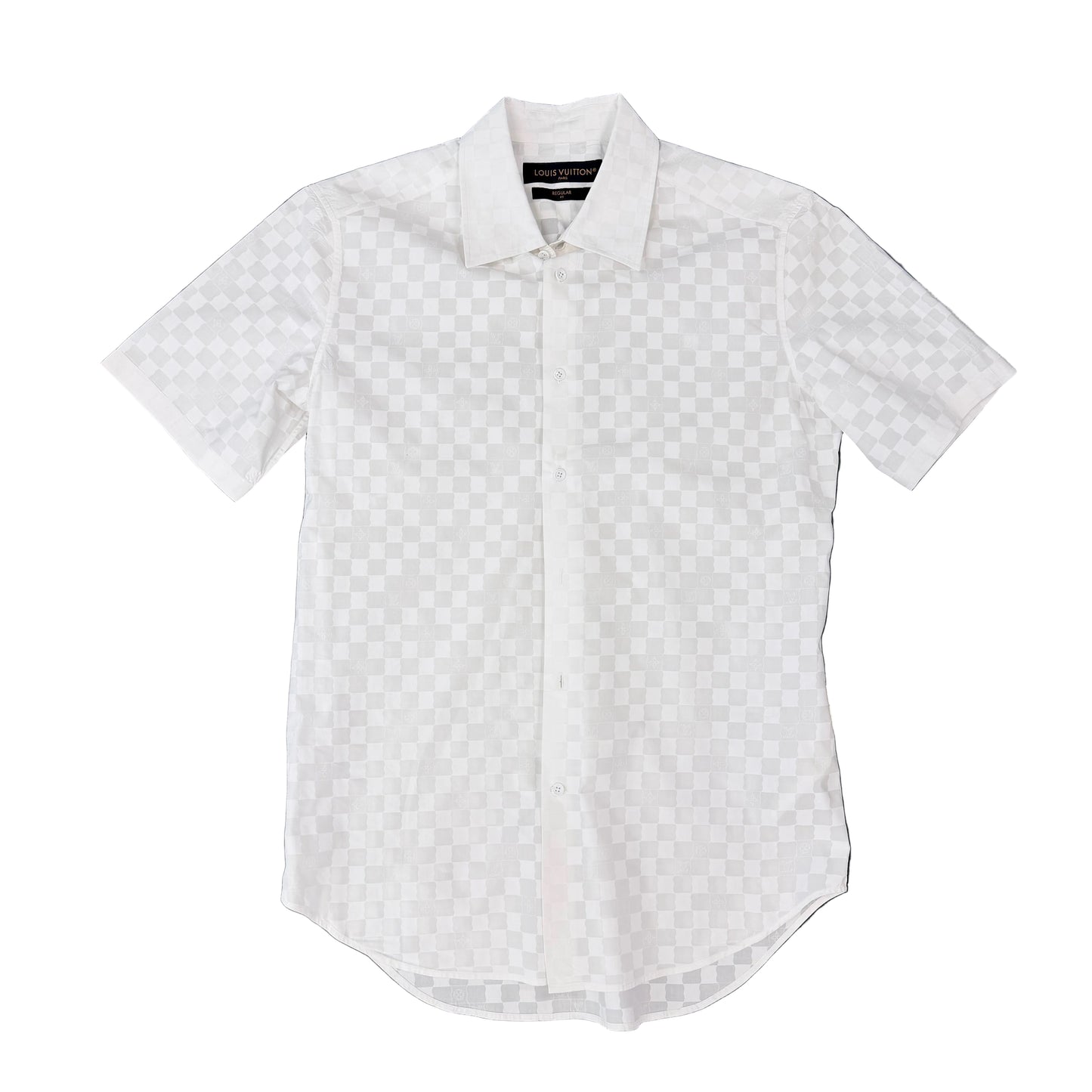 Louis Vuitton White Damier Logo Button up