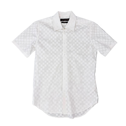 Louis Vuitton White Damier Logo Button up