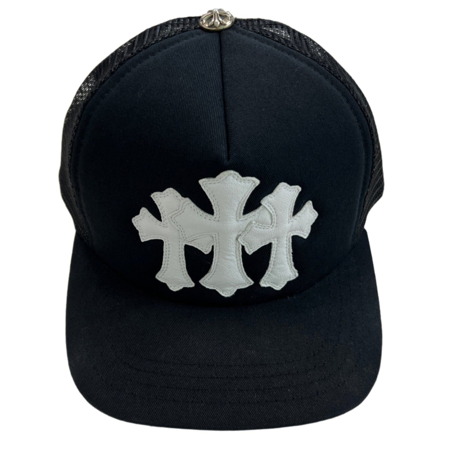 Chrome Hearts Black Triple Patch Trucker Hat