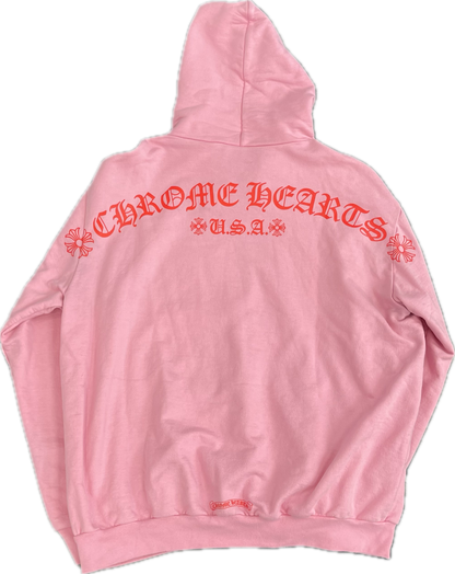Chrome Hearts T Bar Script Hoodie Pink/Red