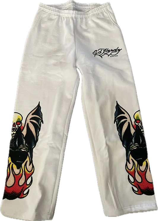 Ed Hardy x Ken Karson Chaos White Sweatpants