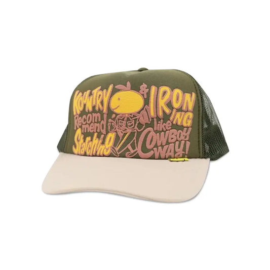 Kapital Kountry Coneycowbowy
Trucker Cap 'Dark Green/Ecru'