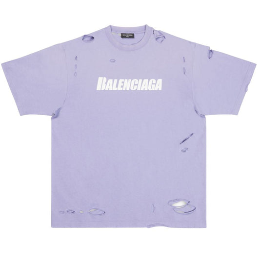 Balenciaga Caps Destroyed Vintage T-Shirt Light Purple