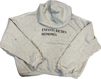 Enfants Riches Deprimes Grey distressed Logo Hoodie