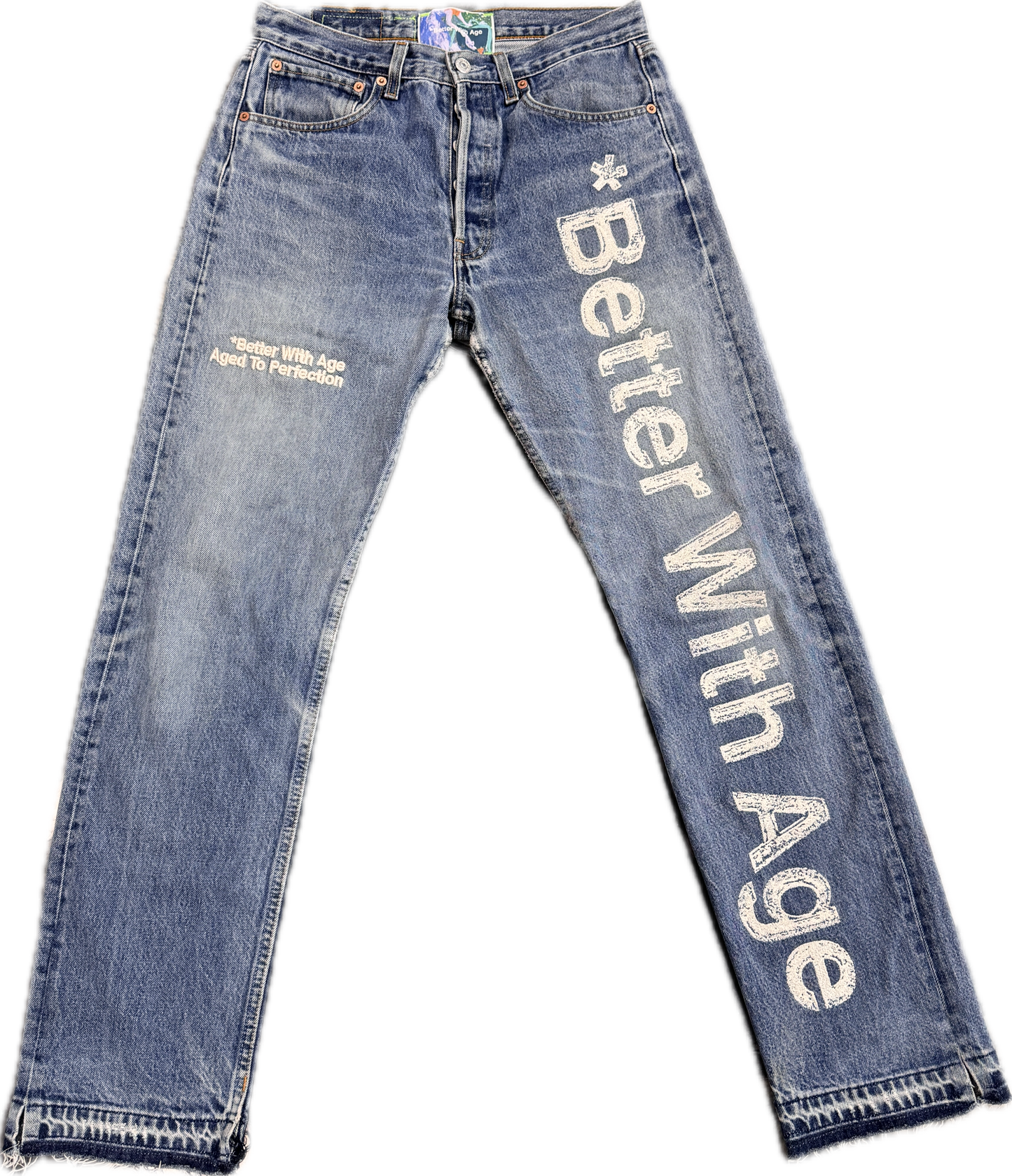 Better with age spell out denim