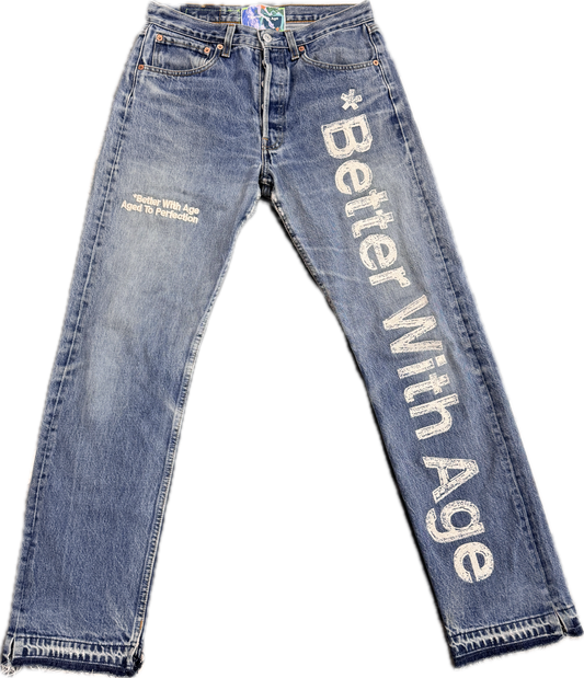 Better with age spell out denim