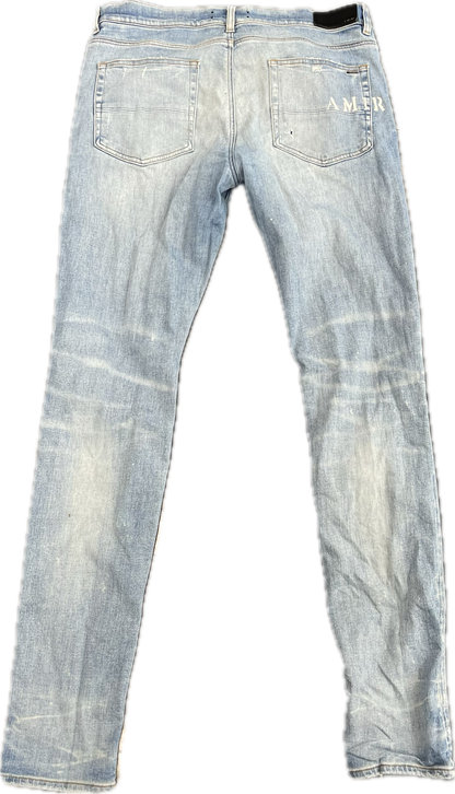 Amiri Hibiscus Stencil Jean 'Light Indigo'