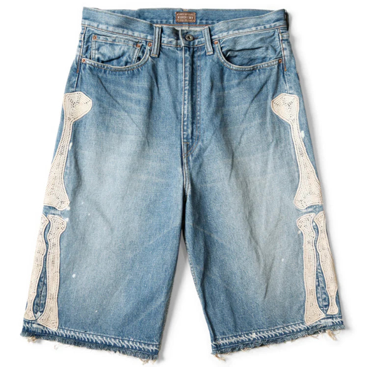Kapital 14oz Denim 5P Shorts Bone Embroidery
