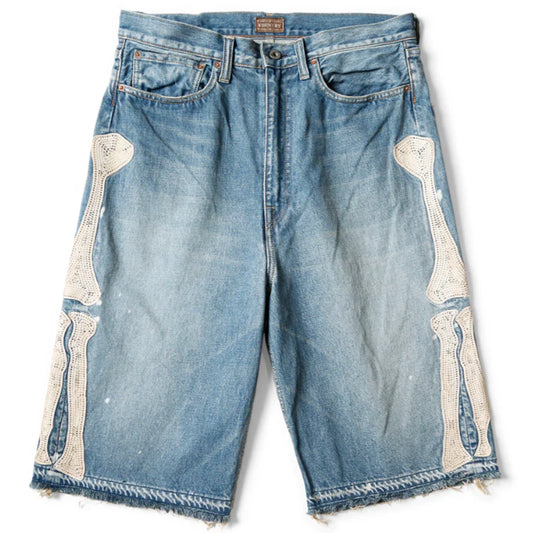 Kapital 14oz Denim 5P Shorts Bone Embroidery
