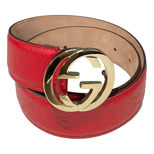GUCCI Signature Interlocking G Belt Hibiscus Red
