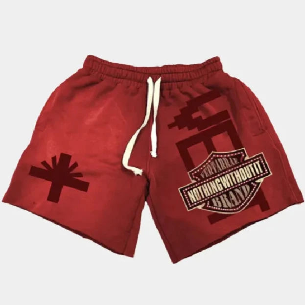 Vertabrae Double Emblem Shorts Red