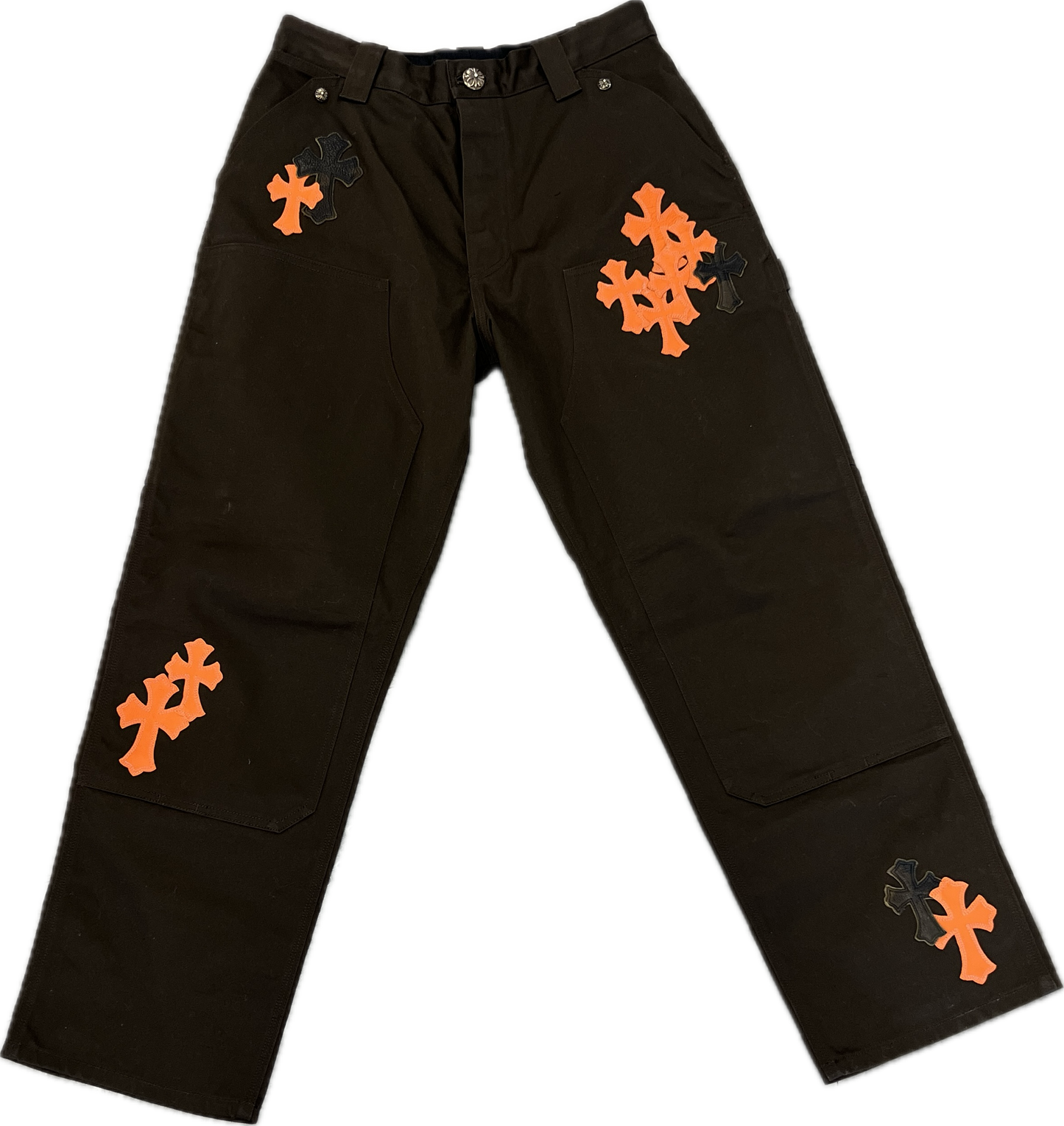 Chrome Hearts Chino Pants Brown With Orange and Camo Patches