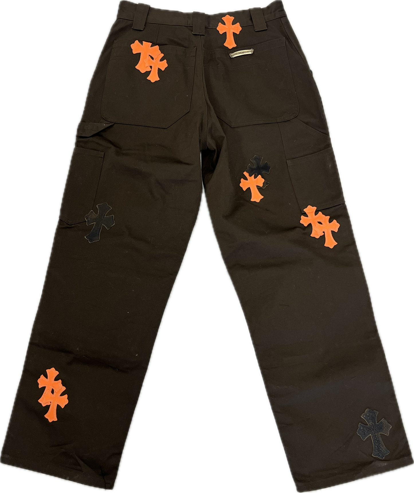 Chrome Hearts Chino Pants Brown With Orange and Camo Patches