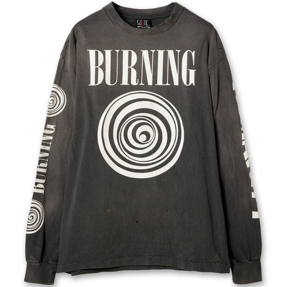 Saint Mxxxxxx Burning Long-sleeve Tee Vintage Washed Black