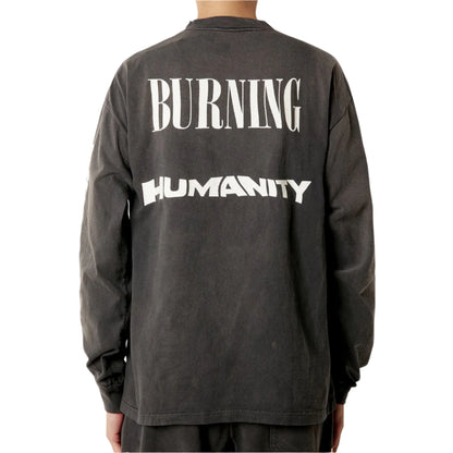 Saint Mxxxxxx Burning Long-sleeve Tee Vintage Washed Black