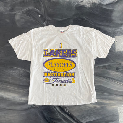 Vintage Lakers 2004 Playoff Tee White