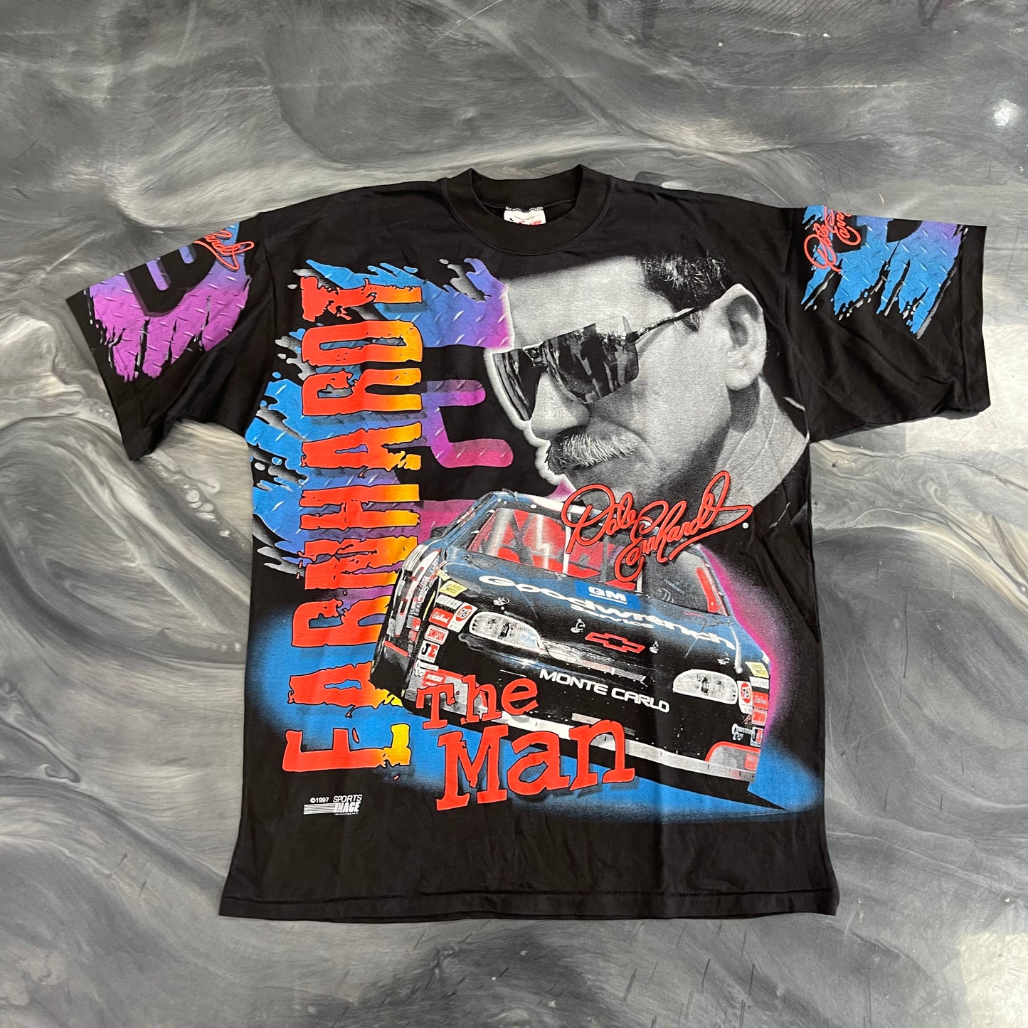 Vintage Dale Earnhardt AOP Tee Black