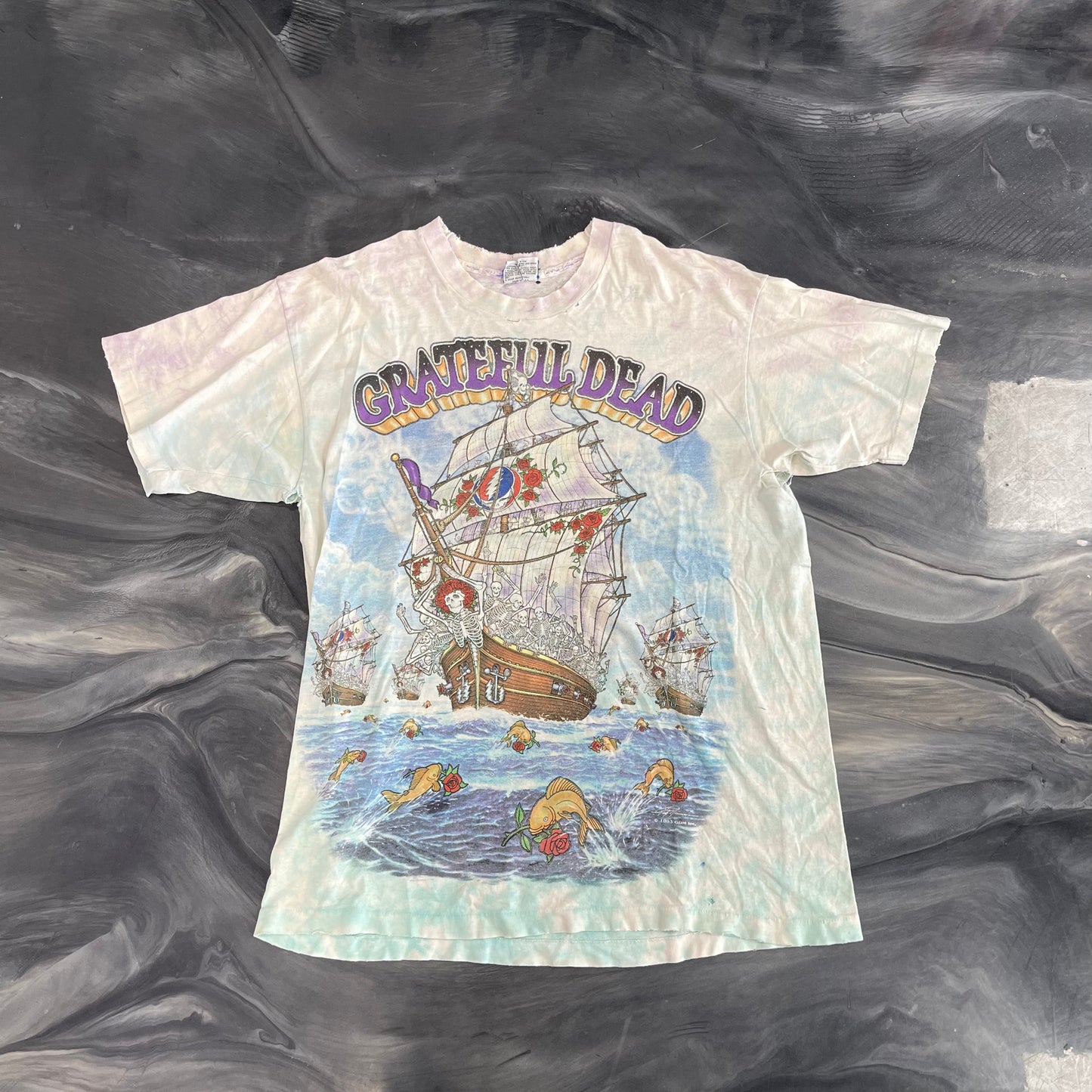Vintage Grateful Dead Boat Distressed Tie Dye Tee