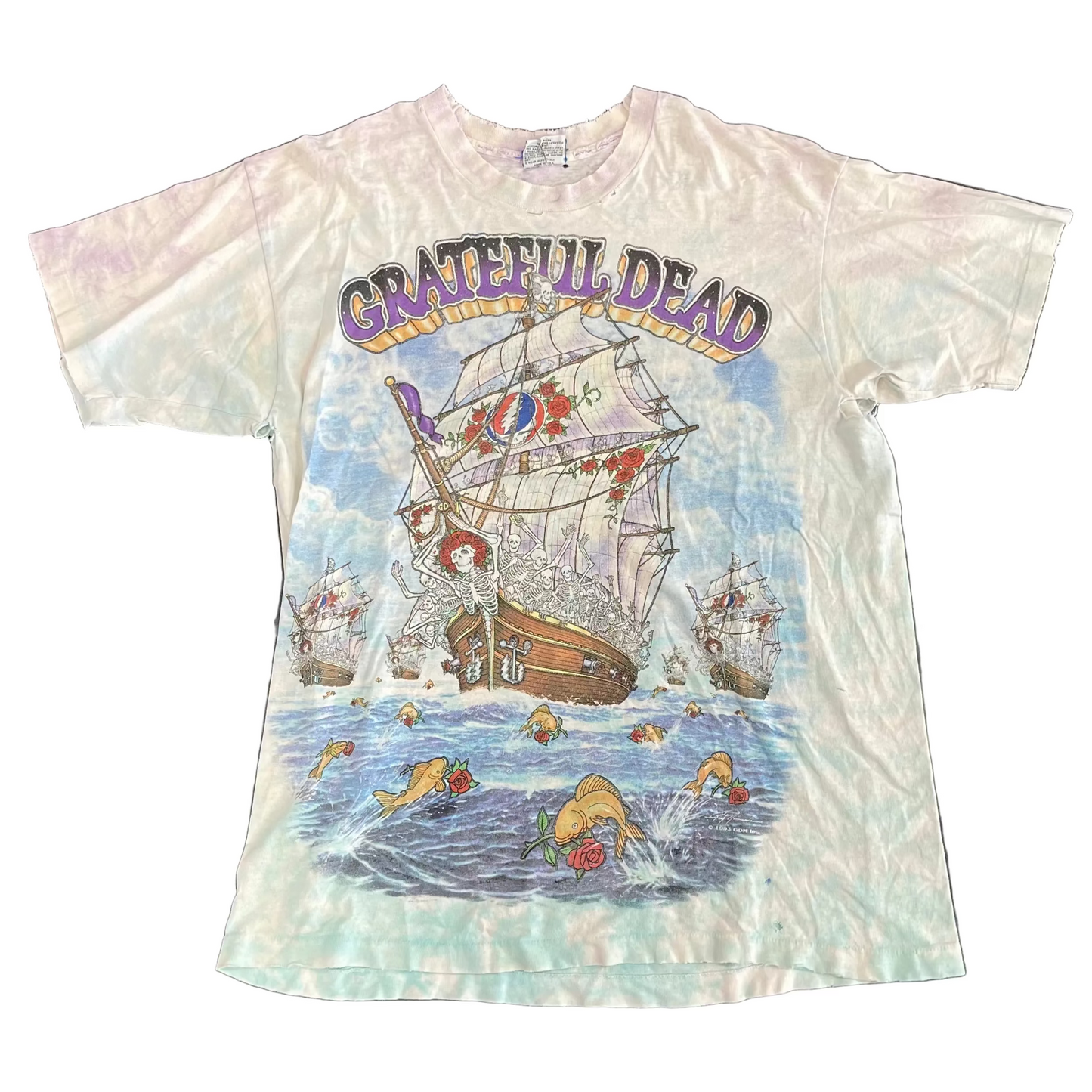 Vintage Grateful Dead Boat Distressed Tie Dye Tee