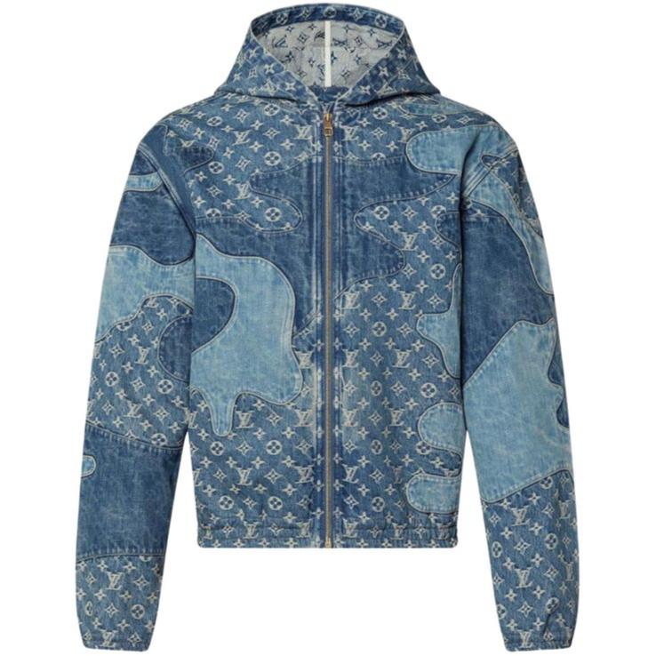 Louis Vuitton x Nigo Monogram Patchwork Denim Hoodie Indigo