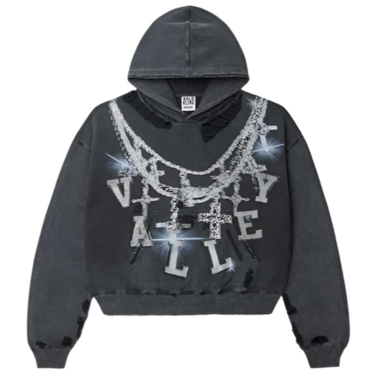 VALE FOREVER BLACK BIG CHAIN HOODIE