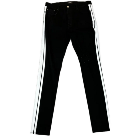 Amiri White Stripe Black Jeans
