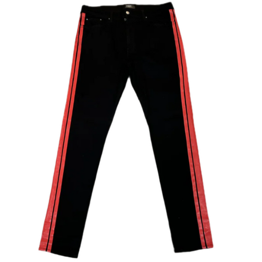 Amiri Red/Black Striped Jeans