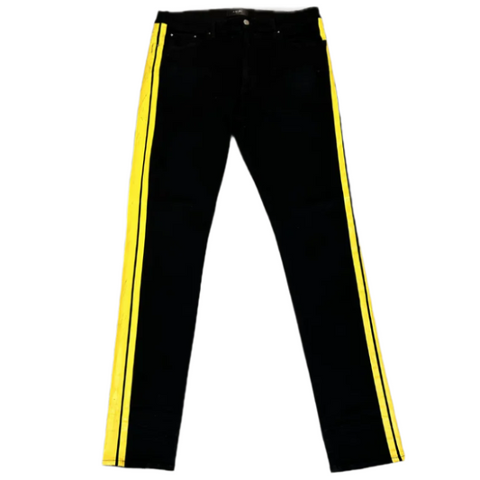 Amiri Yellow Stripe Black Jeans