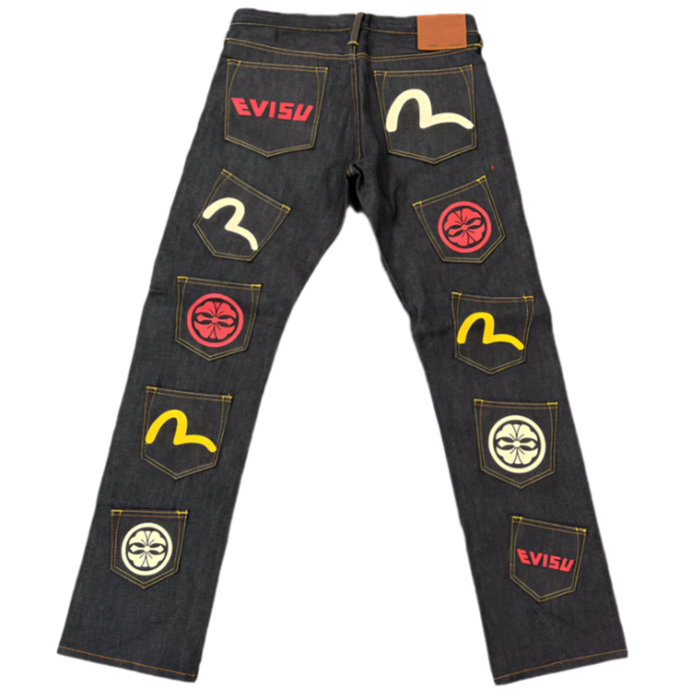 EVISU MULTI POCKET REGULAR STRAIGHT FIT JEANS #2008