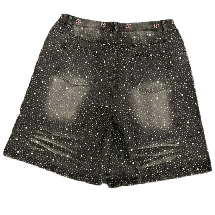 Vale Valley Dreams Crystal Denim Shorts Black