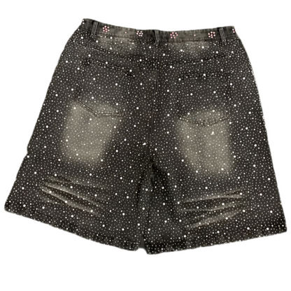 Vale Valley Dreams Crystal Denim Shorts Black